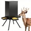 14 Gallon Gravity Deer Feeder 50-90 LBS Capacity Galvanized Coated Steel Wildlife Game Feeder with 4 Feeding Trays Lockable Lid Ground Pegs for Huntin