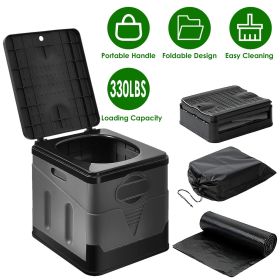 Multi-Function Foldable Portable Toilet, 5.3Gal Capacity, 330-LBS Loading PP Camping Toilet with Carry Bag