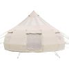 Canvas Bell Tent, 4 Seasons 16.4 ft Yurt Tent for Camping with Stove Jack, Poly-Cotton Canvas Breathable Holds up to 12 People with Rain Cover