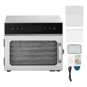 Food Dehydrator Machine, 6 Stainless Steel Trays, 400W Electric Food Dryer with Adjustable Temperature & 24-Hour Timer, Freeze Dryer for Jerky, Meat