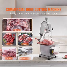 Commercial Electric Meat Bandsaw, 1500W Stainless Steel Countertop Bone Sawing Machine, Workbeach 19.3" x 15", 0.16-7.9 Inch Cutting Thickness
