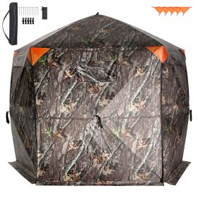 Hunting Blind, 288° See Through Ground Blind, 6-7 Person Pop Up Deer Blind for Hunting with Carrying Bag, Portable Resilient Hunting Tent