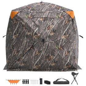 Hunting Blind, 270° See Through Ground Blind, 4-5 Person Pop Up Deer Blind for Hunting with Carrying Bag, Portable Resilient Hunting Tent