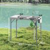 Folding Fish Cleaning Table with Sinks, Portable Camping Sink Table with Faucet, Drainage Hose, Sprayer, Shelf, Drawer and Storage Basket