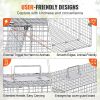 Live Animal Cage Trap, 42" x 16" x 18" Humane Cat Trap Galvanized Iron, Folding Animal Trap with Handle for Stray Dogs, Armadillos, Raccoons, Marmots