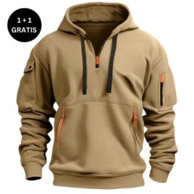 Dropped Shoulder Hooded Sweatshirt Men's Women's Plus Size Loose Pullover Fashion Sweatshirt (Option: Khaki-XXL-2pcs)