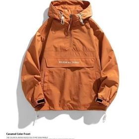 Half Zipper Pullover Men's Spring And Autumn New Hooded Fir Sweater (Option: Orange Red-L)