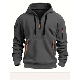 Dropped Shoulder Hooded Sweatshirt Men's Women's Plus Size Loose Pullover Fashion Sweatshirt (Option: Dark Gray-M-1pcs)