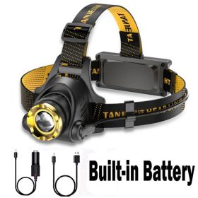 LED Headlamp Rechargeable Head Torch Zoom Headlight Lamp Flashlight Fishling Camping Light With 3 Modes Work Light (Option: Black)