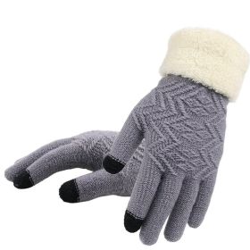 Winter knitted gloves (Option: Grey)
