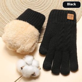 Winter Women's Double Layer Fleece-lined Thickened Cold Protection Warm Cycling (Option: A60 Black-Free Size)