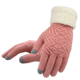Winter knitted gloves (Option: Pink)