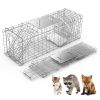 31x12x11' Heavy Duty Folding Live Animal Trap Cage With Waterproof Cover Humane Easy To Catch And Release Trap For Stray Cats Raccoons Squirrel Skunk