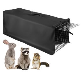 31x12x11' Heavy Duty Folding Live Animal Trap Cage With Waterproof Cover Humane Easy To Catch And Release Trap For Stray Cats Raccoons Squirrel Skunk (size: WCover)