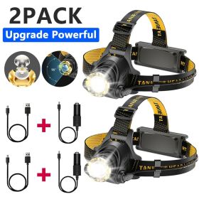 12000000lm LED Headlamp USB Rechargeable Headlight Head Torch Lamp Flashlight(Free shipping via DHL Ground/FedEx Ground; can't ship via USPS self-pick (Quantity: 2 pcs)