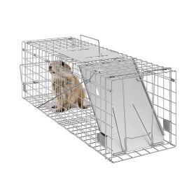 Portable Folding Live Animal Cage Trap with Handle (Type: 24 inch, Color: Silver)