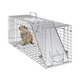 Portable Folding Live Animal Cage Trap with Handle (Type: 32 inch, Color: Silver)
