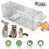 31x12x11' Heavy Duty Folding Live Animal Trap Cage With Waterproof Cover Humane Easy To Catch And Release Trap For Stray Cats Raccoons Squirrel Skunk