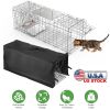 31x12x11' Heavy Duty Folding Live Animal Trap Cage With Waterproof Cover Humane Easy To Catch And Release Trap For Stray Cats Raccoons Squirrel Skunk