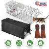 31x12x11' Heavy Duty Folding Live Animal Trap Cage With Waterproof Cover Humane Easy To Catch And Release Trap For Stray Cats Raccoons Squirrel Skunk