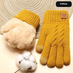 Winter Women's Double Layer Fleece-lined Thickened Cold Protection Warm Cycling (Option: A60 Yellow-Free Size)