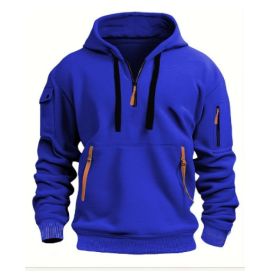 Dropped Shoulder Hooded Sweatshirt Men's Women's Plus Size Loose Pullover Fashion Sweatshirt (Option: Blue-4XL-2pcs)