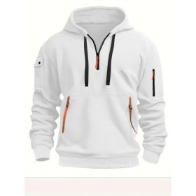 Dropped Shoulder Hooded Sweatshirt Men's Women's Plus Size Loose Pullover Fashion Sweatshirt (Option: White-5XL-1pcs)