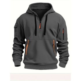 Dropped Shoulder Hooded Sweatshirt Men's Women's Plus Size Loose Pullover Fashion Sweatshirt (Option: Dark Gray-5XL-1pcs)