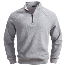 European And American Half Zipper Sweater Stand-up Collar All-match Fleece Men's Sweater Top (Option: Light Gray-XL)
