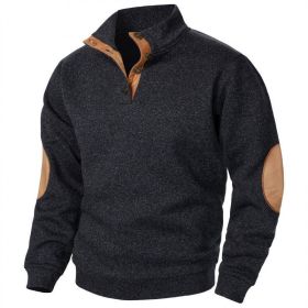 Men's Stand Collar Knitted Joint Stitching Casual Jacquard Cardigan Sweater (Option: Black-XXXL)